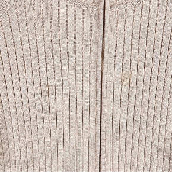 J. Mclaughlin Womens Full Zip Ribbed Tan Cardigan Size XL Closet Staple Casual - Picture 7 of 11